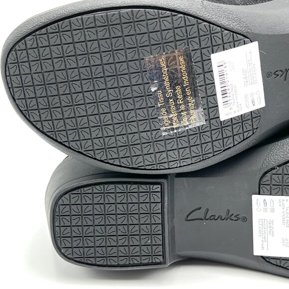 6W 6 WIDE WIDTH Clarks Talen Pace Black Slip Resistant Slip‎ On Clogs Shoes New - Picture 10 of 12
